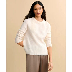 NWT! Jenni Kayne XS Iconic 100% CASHMERE Fisherman Sweater $425 Ivory Neutral